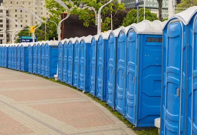 Seasonal porta potty units set up at a Decatur, Texas venue
